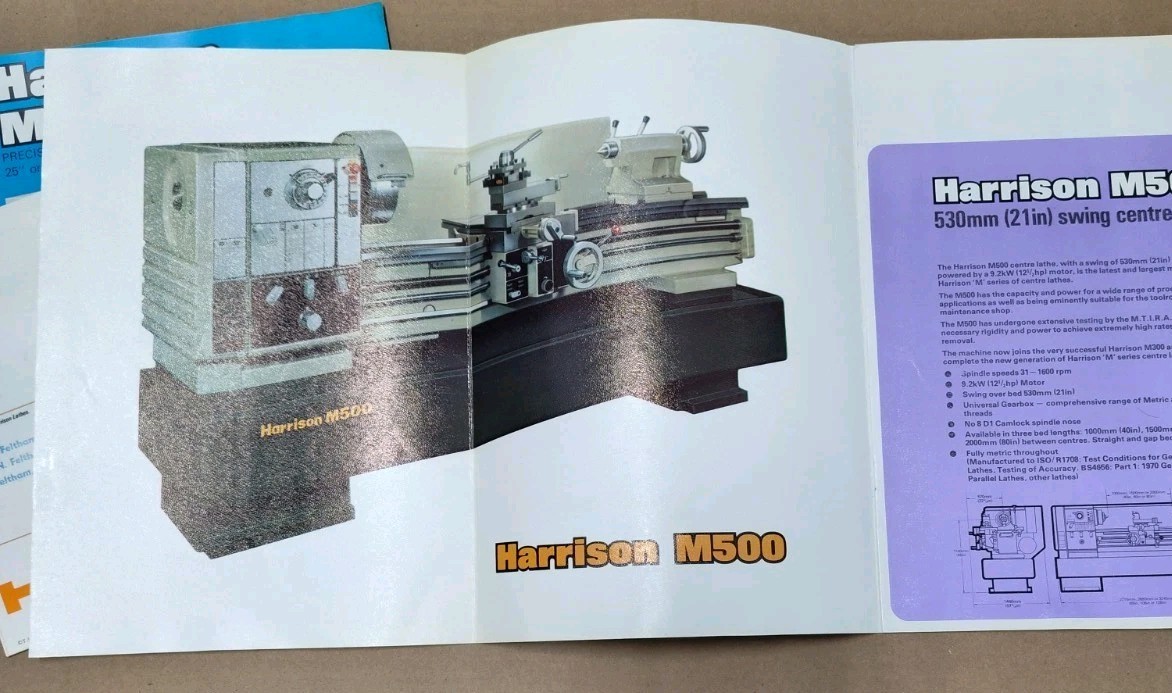 Harrison M Series High Speed Lathe Sales Brochure Lot Catalog Advertising Vtg