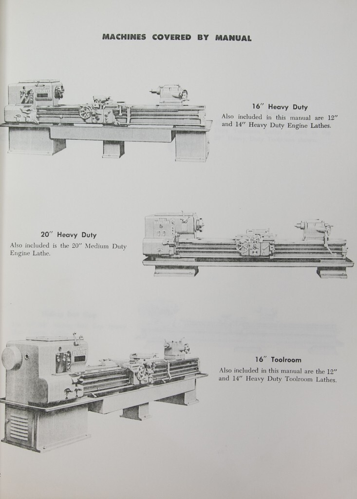 Leblond 12″, 14″ 16″ 16/38 20″, Lathe, 125 Pg, Instruction and Parts Manual COPY