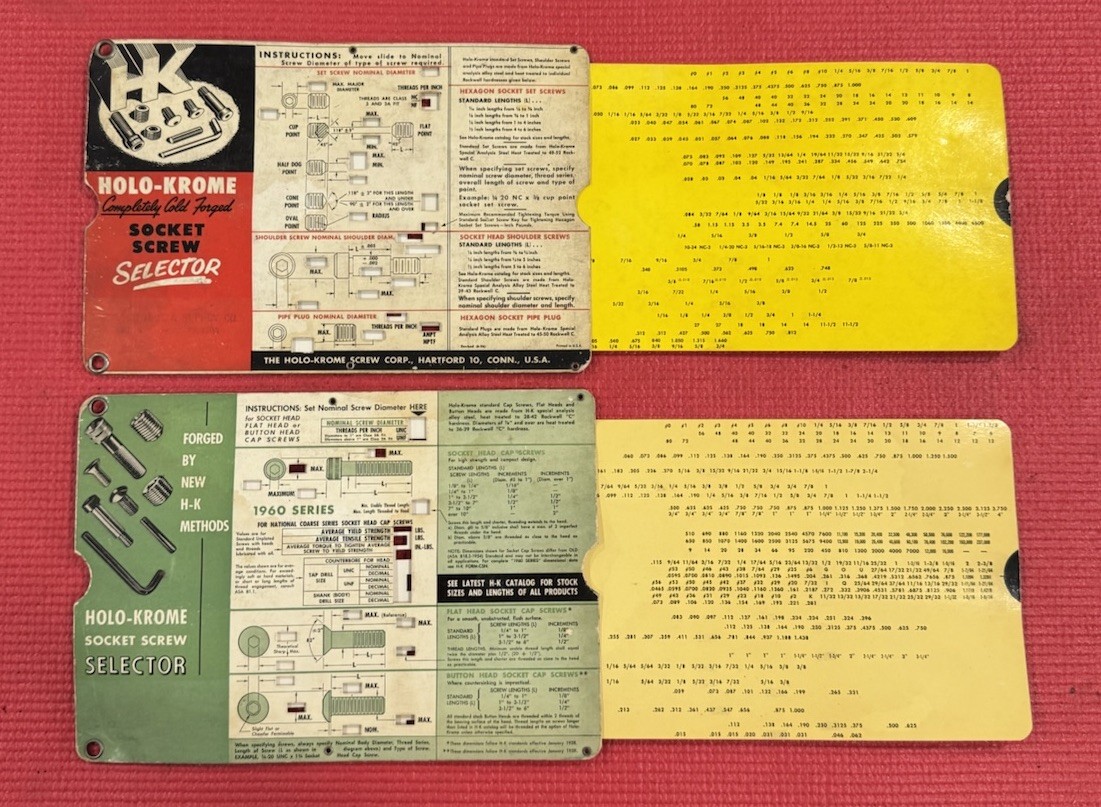 Vintage Holo-Krome Socket Screw Selector manual Lot Of 2 Made In USA -Rare