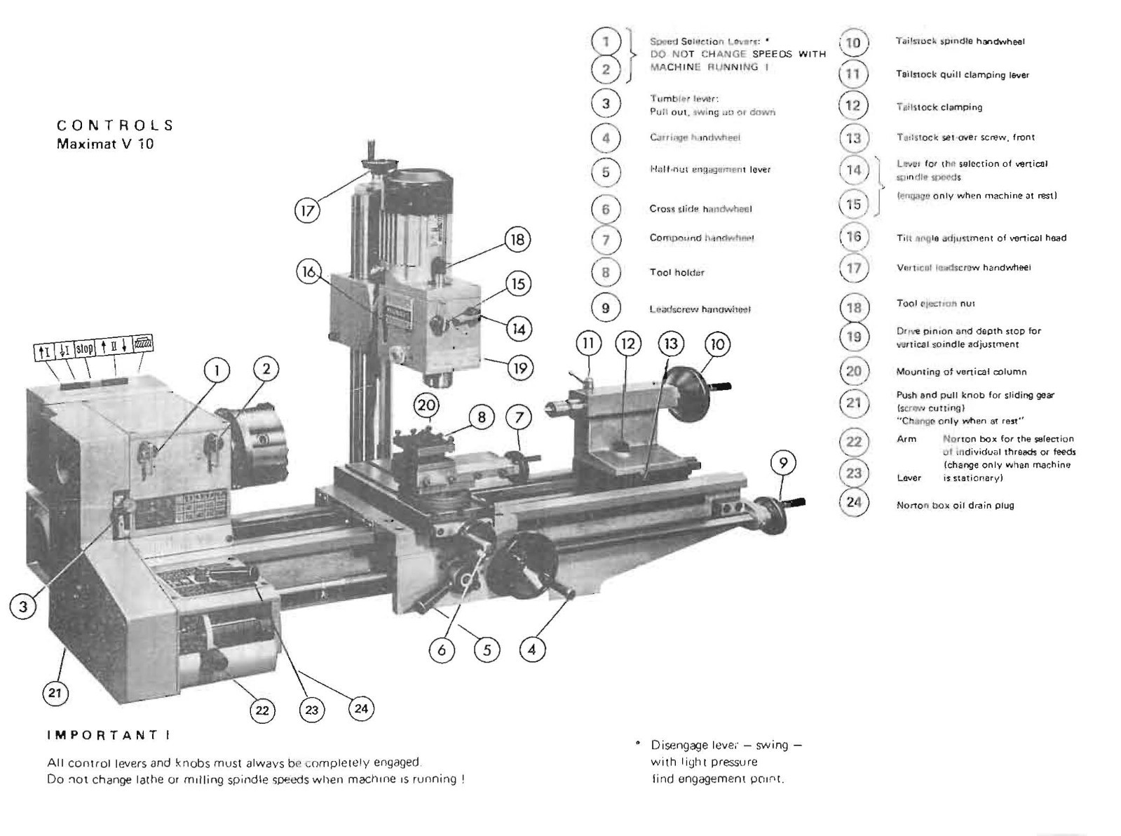 7, 7-L & V10 Metalworking Lathe Operator Instr. Manual Fits Emco Maximat Emcomat