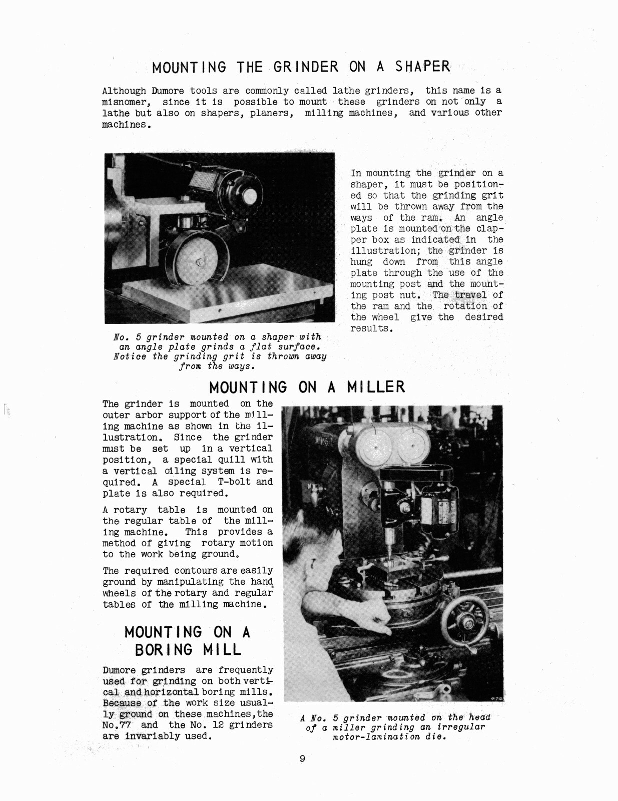 Dumore Portable Precision Lathe Grinders Care & Operation Manual #1530