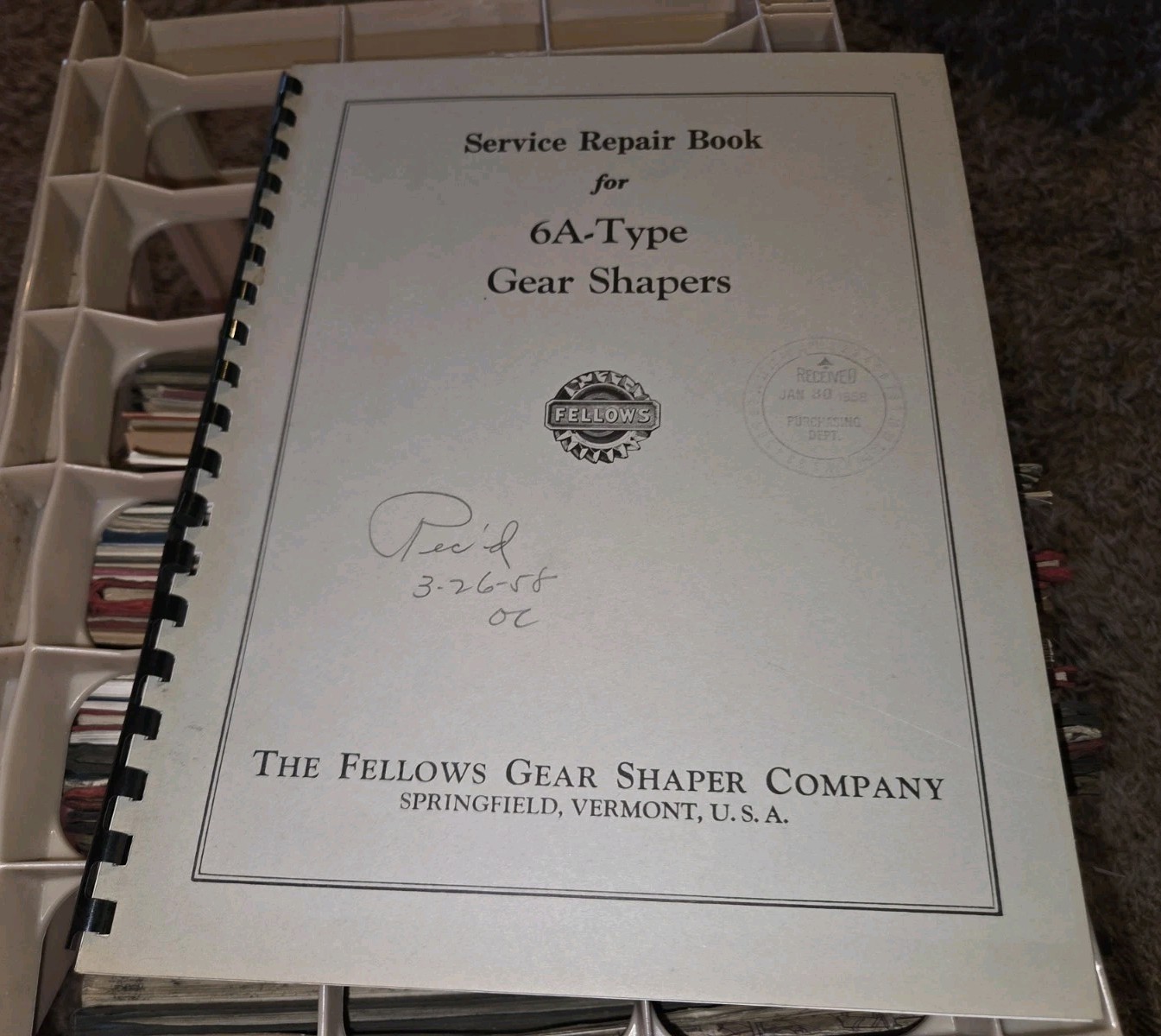 VTG Fellows Type Series 6A Gear Shaper SERVICE REPAIR BOOK MANUAL 1956 ORIGINAL