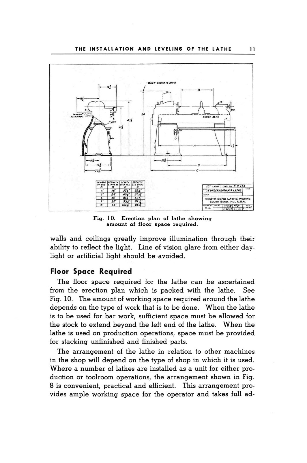 South Bend Installation & Leveling The Lathe Instruction Manual #932