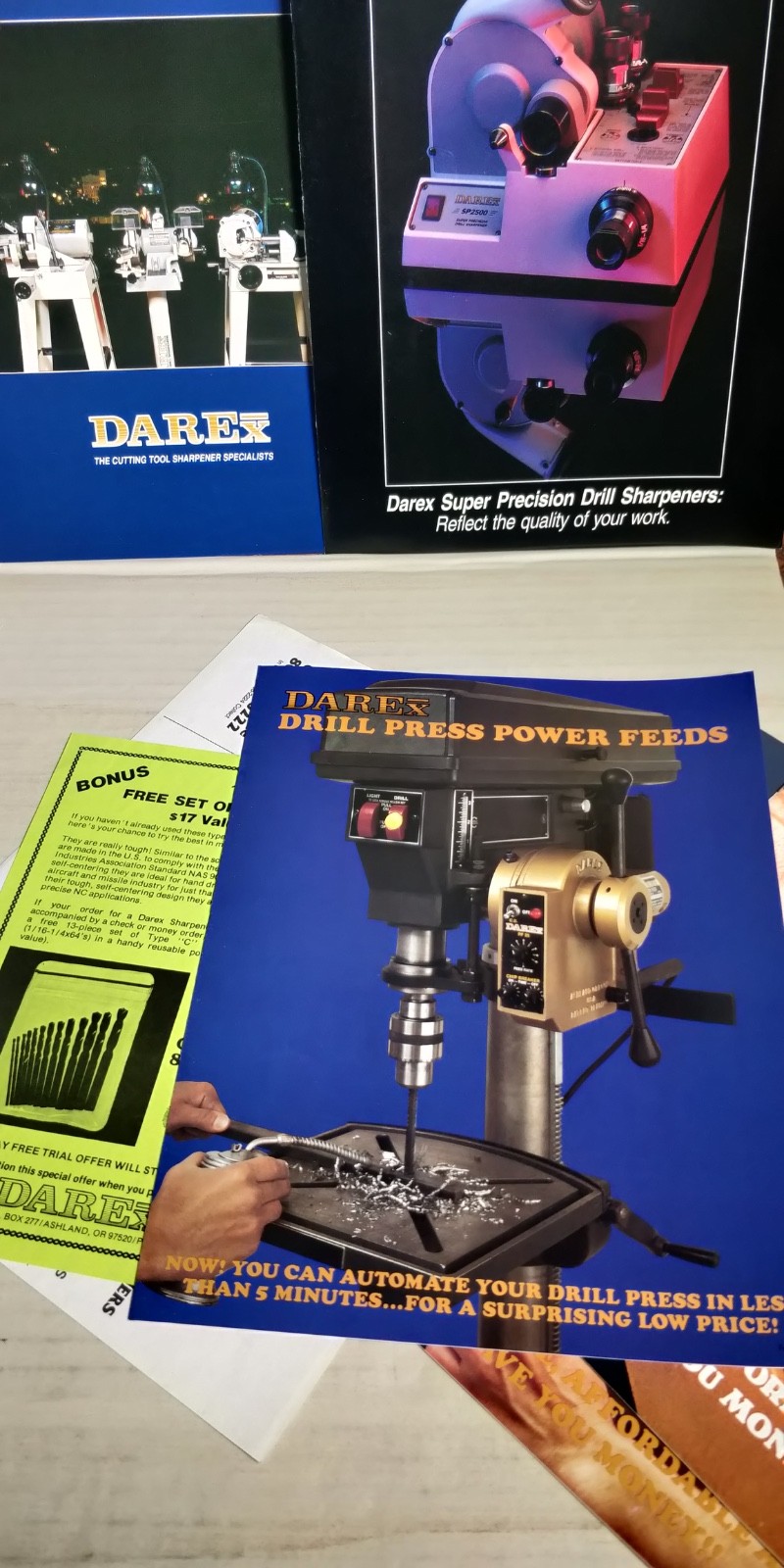 Darex catalogs / brochures E-90 E-85 M5 M4 M3 Sharpeners drill press SP2000 C4