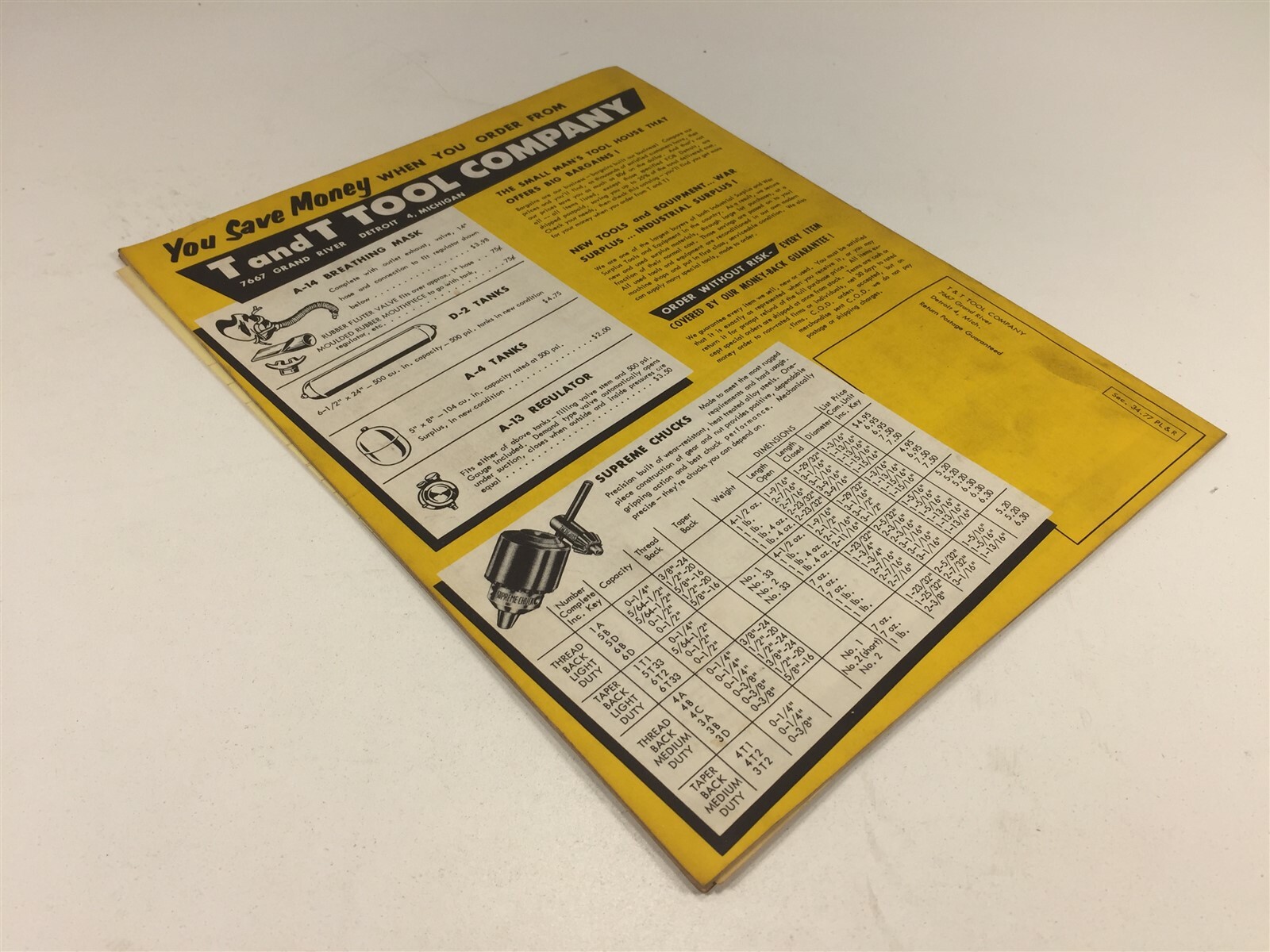 Vintage 1977 T and T Tool Company Catalog Detroit Michigan
