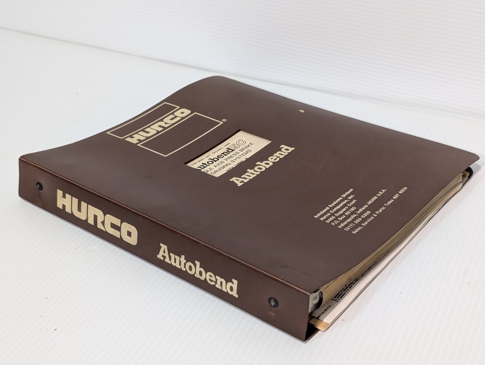 Hurco Autobend 5C Single Axis Press Brake Gauging System Owner’s Manual, Vol. 2