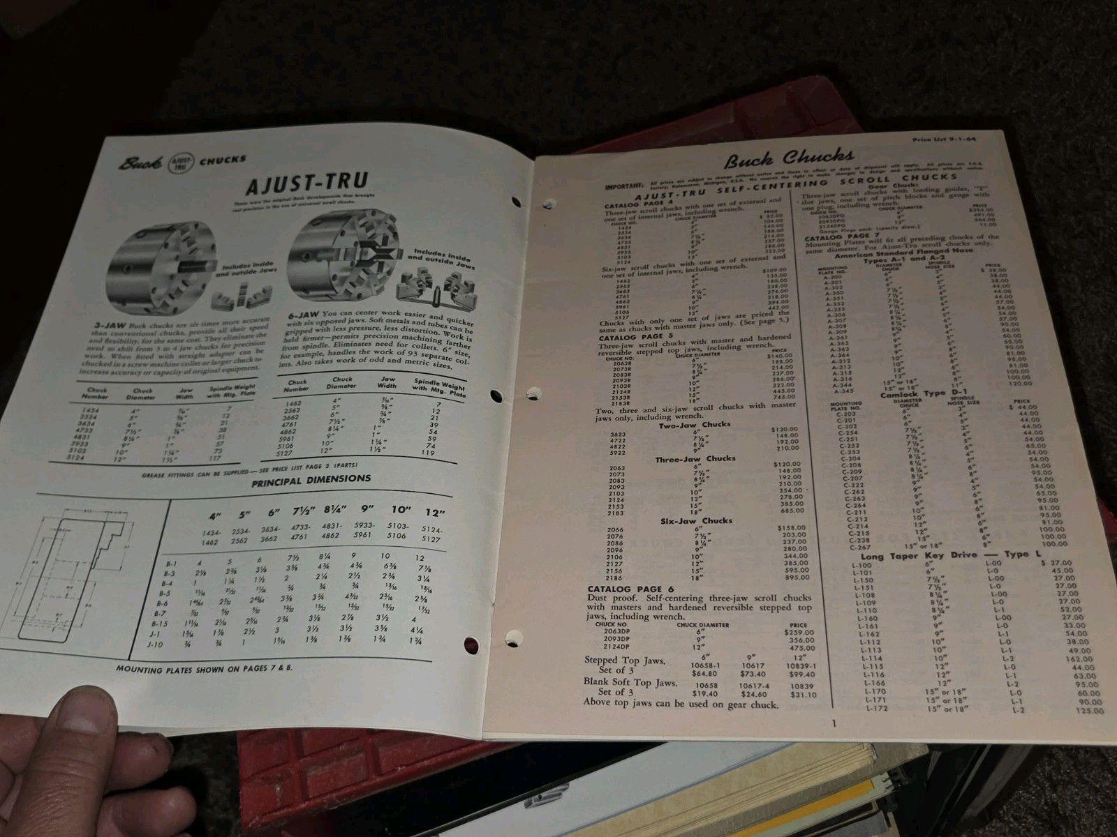 BUCK LATHE CHUCKS SALES PROMO CATALOG Book Vtg MACHINIST TOOLS W 1964 Pruce List