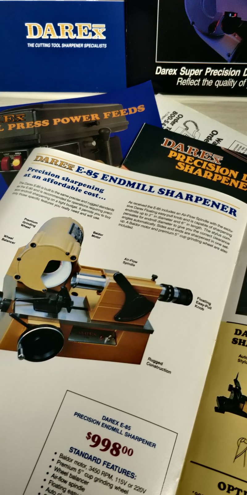 Darex catalogs / brochures E-90 E-85 M5 M4 M3 Sharpeners drill press SP2000 C4