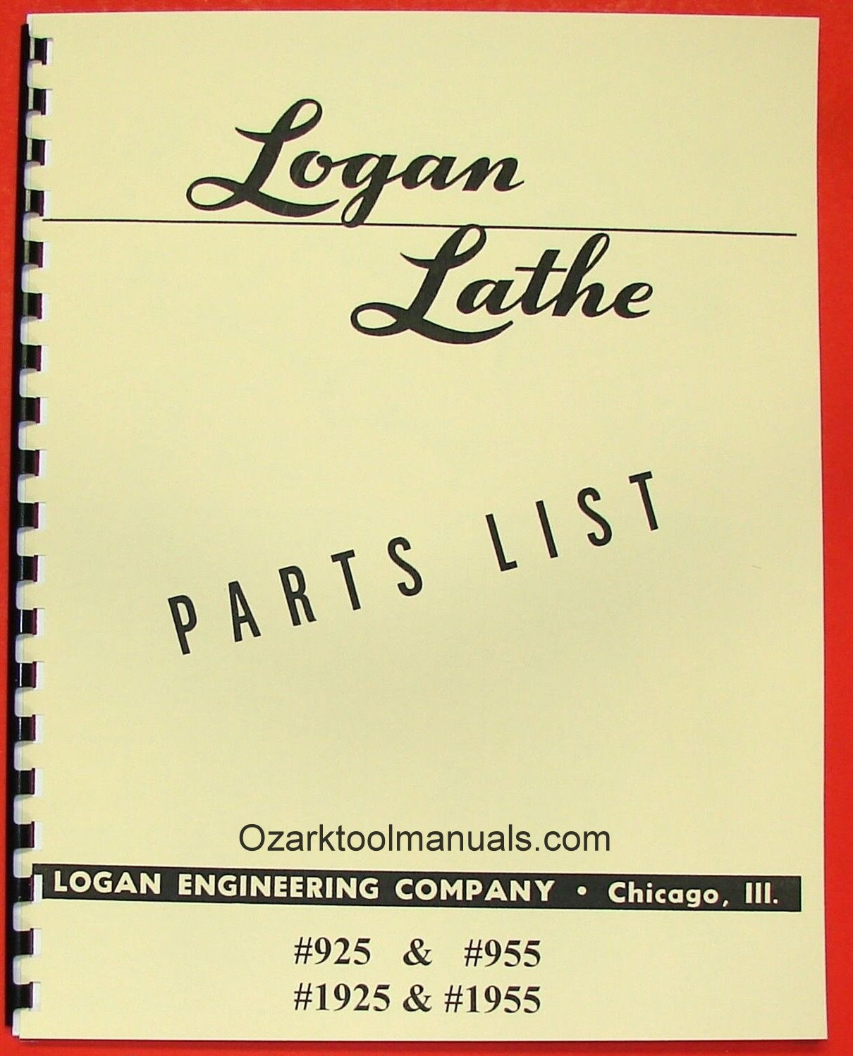 LOGAN 11″ Metal Lathe 925 & 955 Parts List Manual 0449