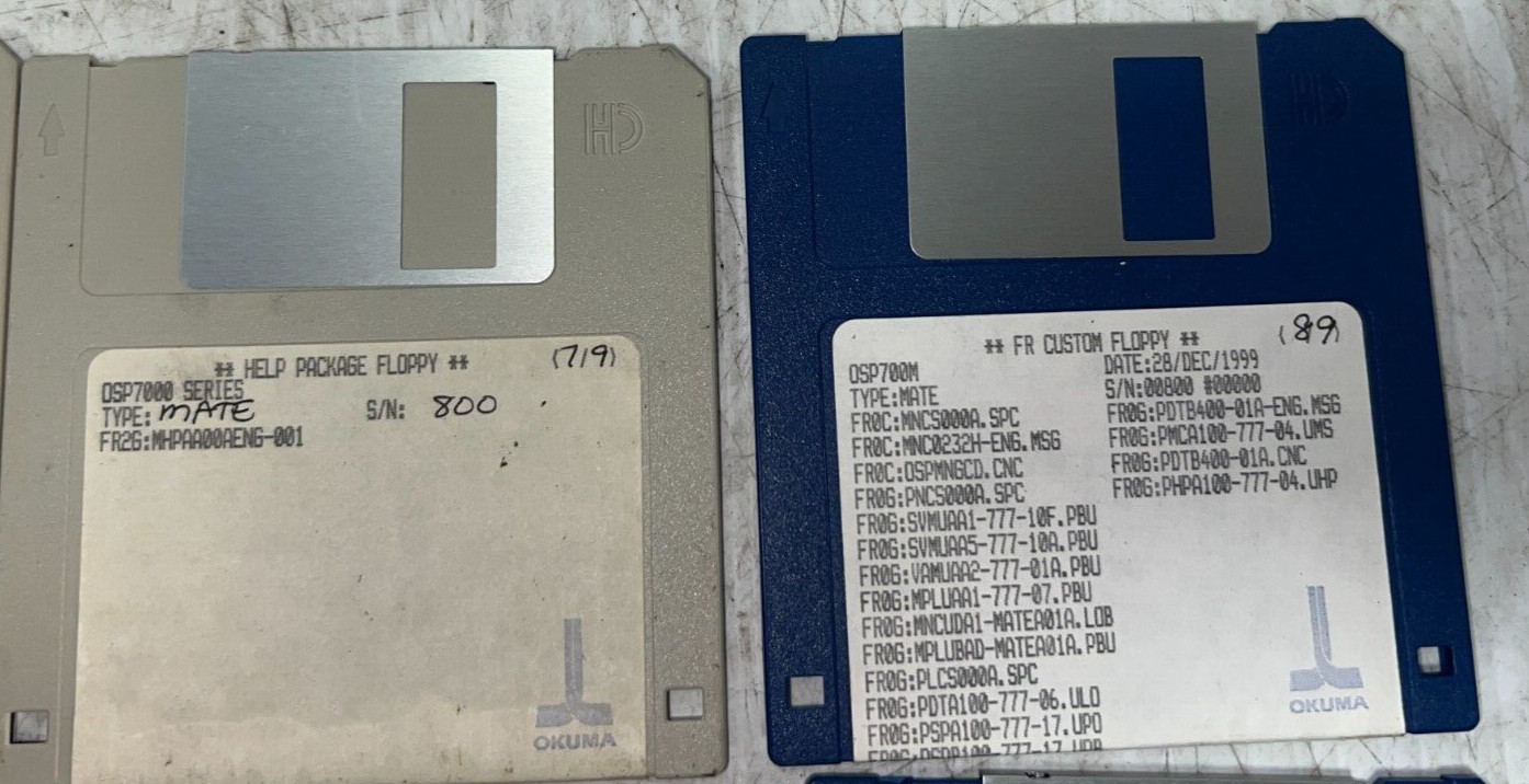 Okuma CADET MATE – SER #800 FLOPPY DISK SET – OSP700M / OSP7000 Series