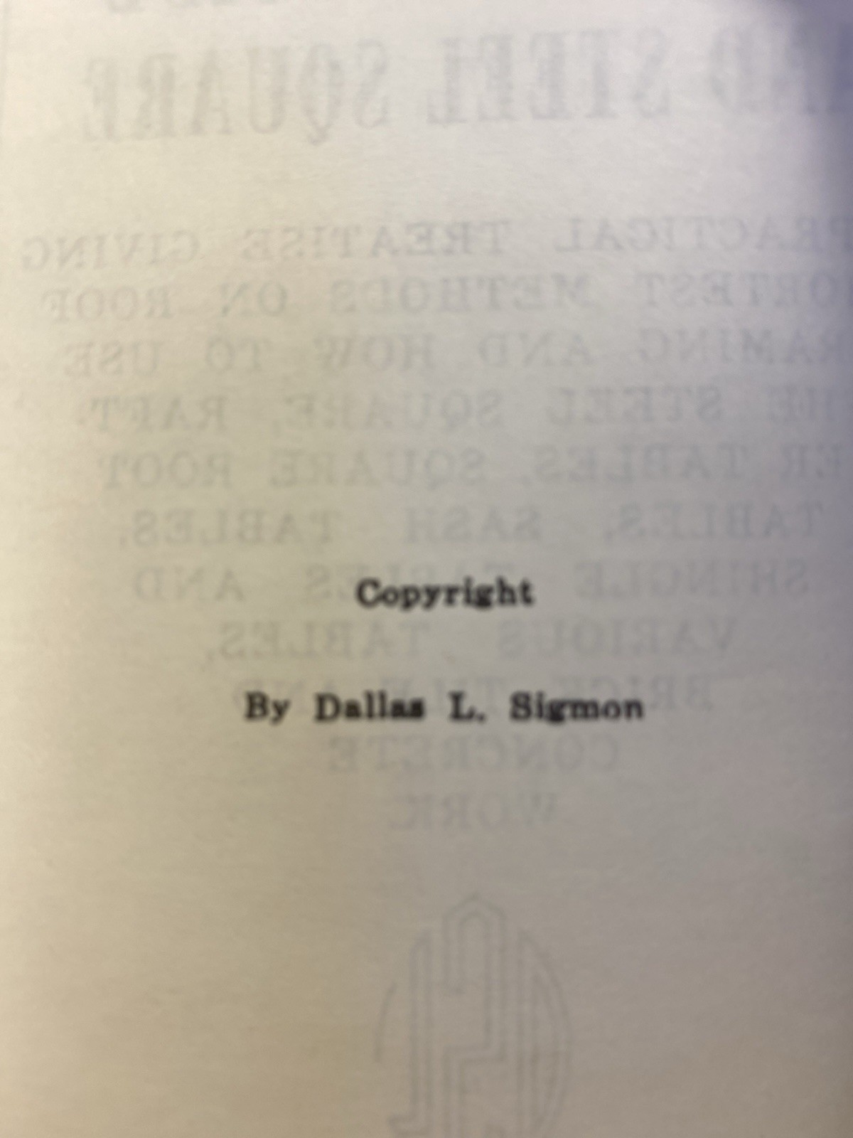 D. L. SIGMON A Framing Guide and Steel Square Revised Edition Vintage Hardcover