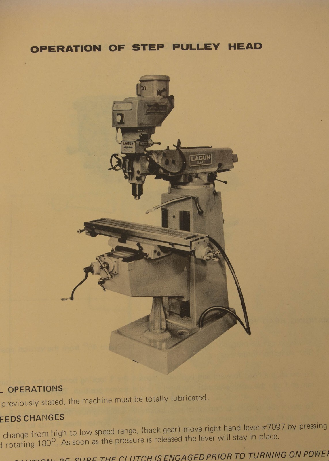 Lagun Republic FT1 FT2 FT3 & FTV1 FTV2 FTV3 Mill Operations & Parts Manual