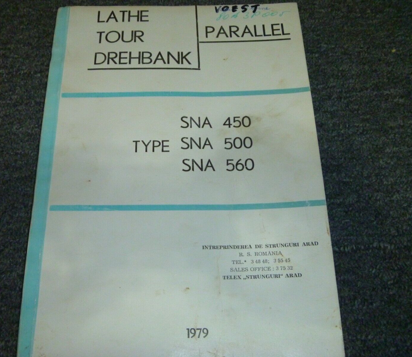 1979 Lathe Tour Drehbank SNA500 Universal Lathe Service Technical Manual xz
