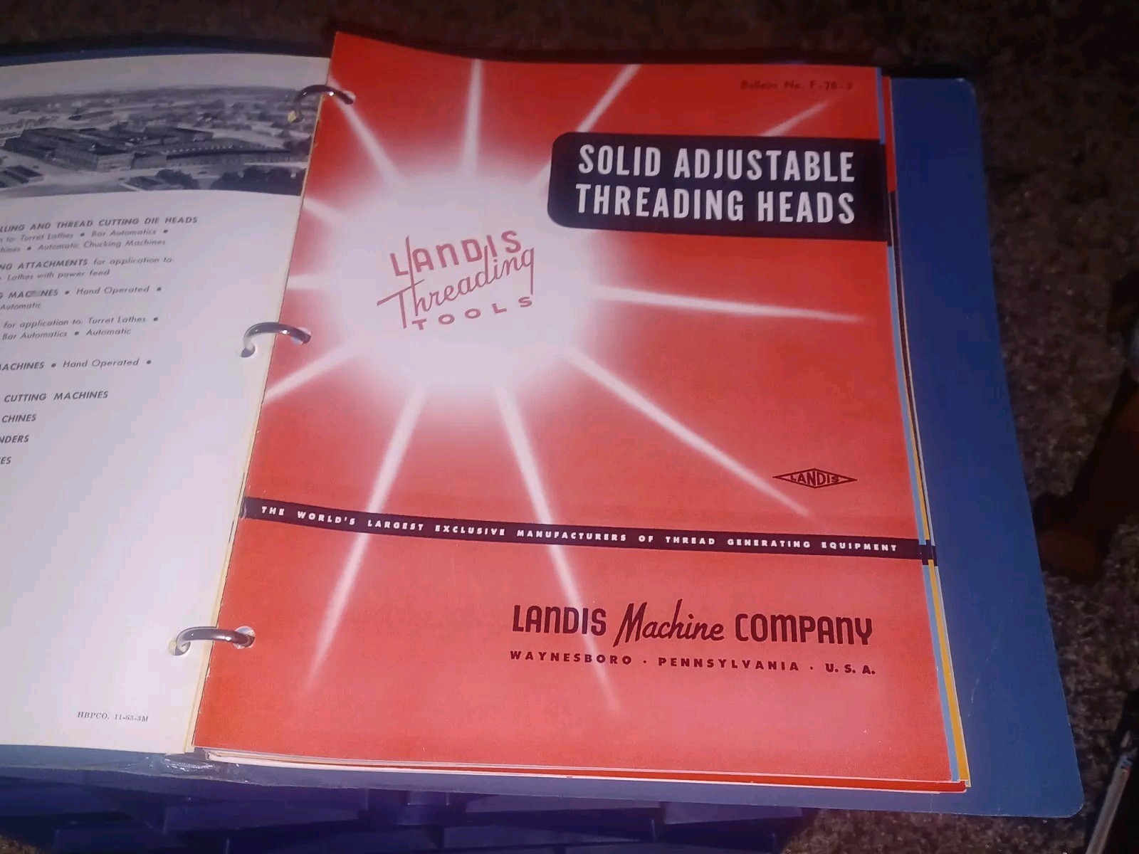 Landis Machine Tool Co THREADING EQUIPMENT Sales Catalog Lot Binder HUGE BOOK!