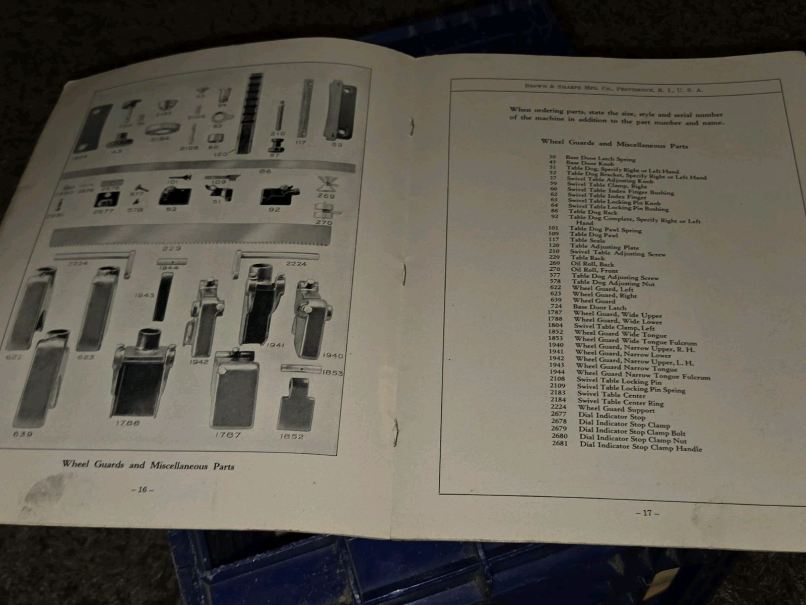 Brown & Sharpe #13 Universal & Tool Grinder Repair Parts Manual ORIGINAL BOOK
