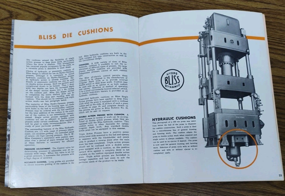 E.W. Bliss Co. Hydo-Dynamic Presses Machine Catalog Brochure Vtg Industrial
