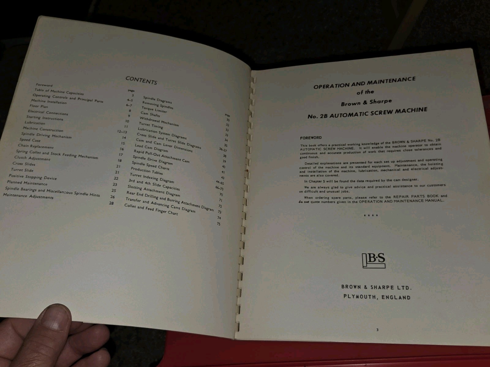 Brown & Sharpe Operation Maintenance Manual Book 2B Automatic Screw Machine OLD!