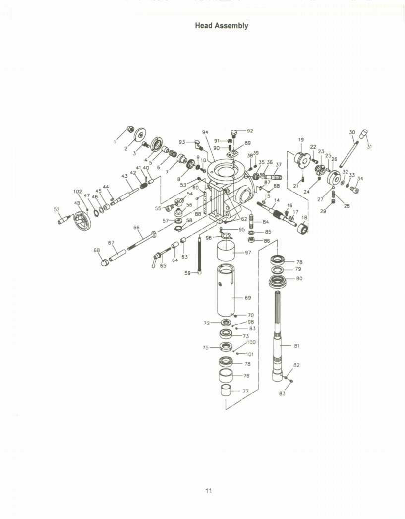 Jet JVM-836 Milling Machine Operator & Parts List Manual *208