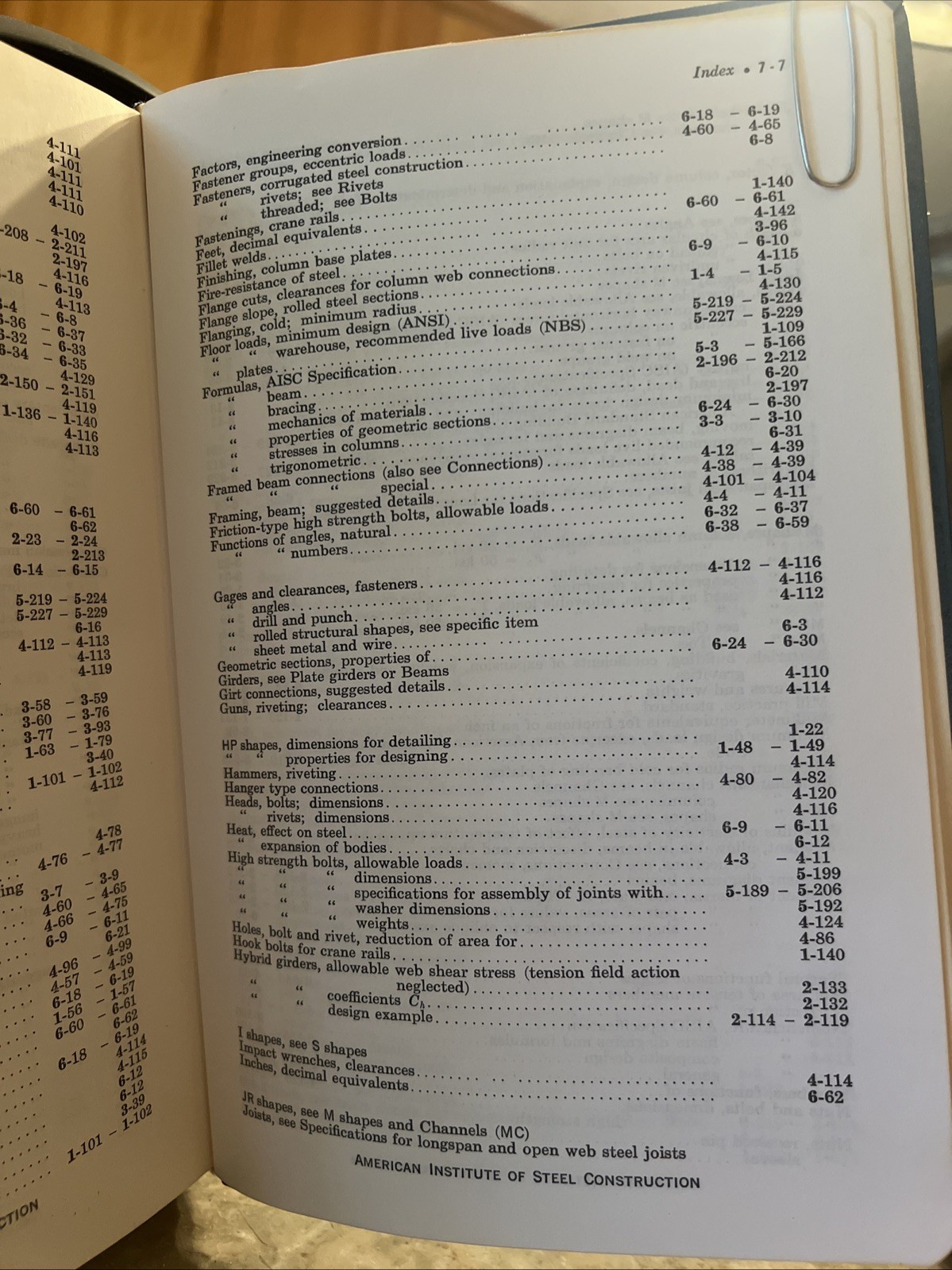 AISC 7th Edition “Manual Of Steel Construction” Copyright 1970