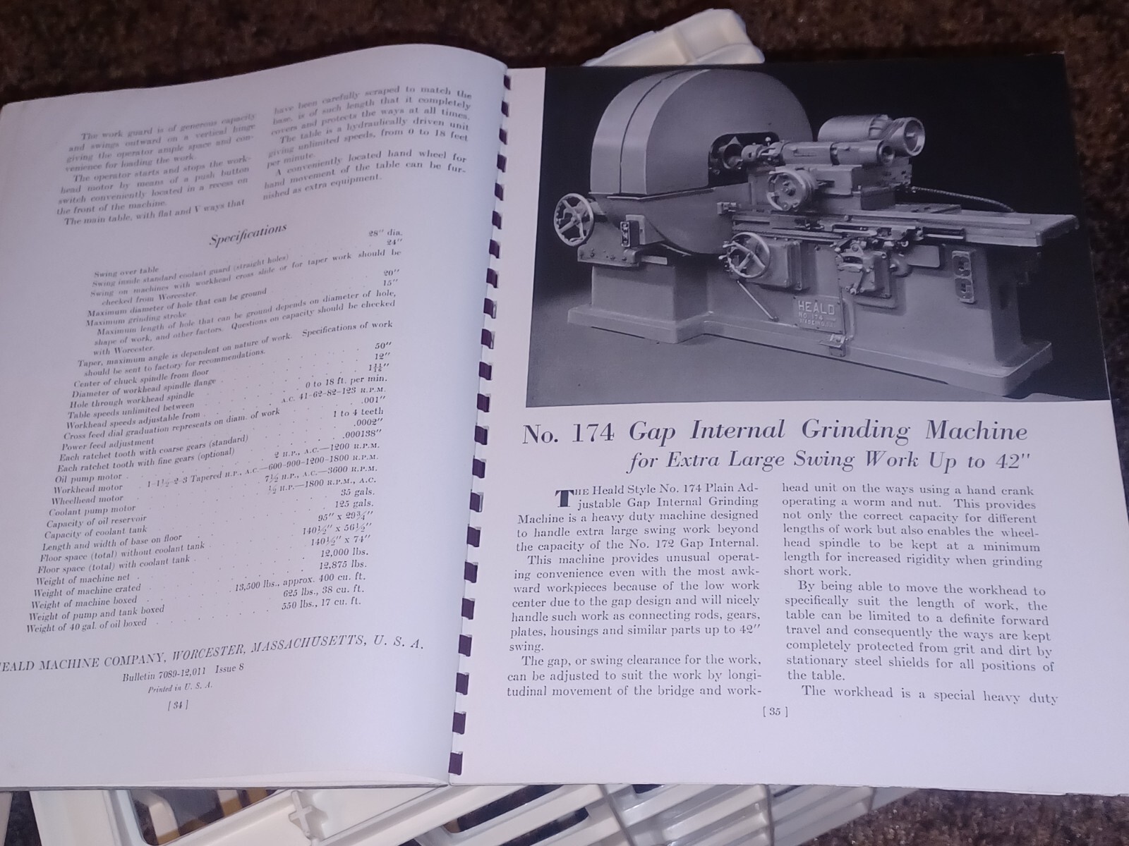 HEALD COMPANY Precision GRINDING BORING Borizing MACHINES CATALOG BOOK Issue 12