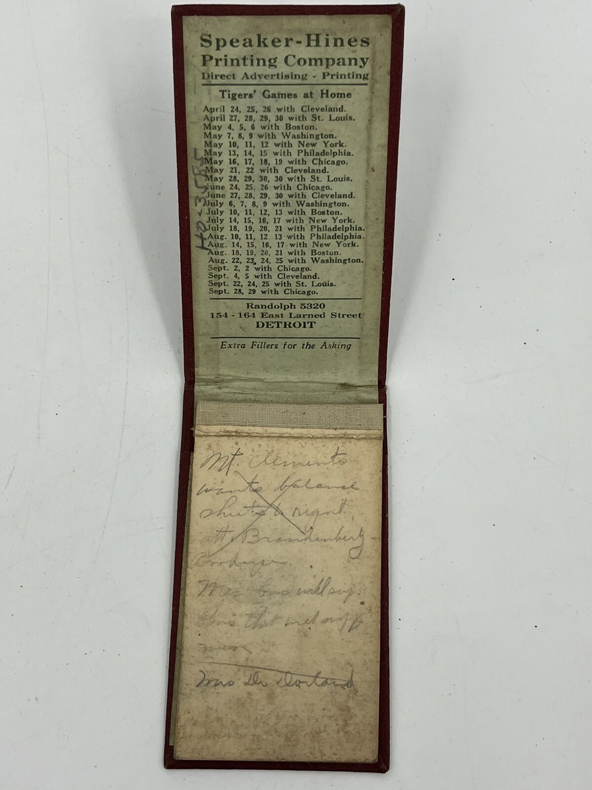 Vintage Lot 3 Pocket Notepads Notebooks Advertising 1929 Detroit Tigers Schedule