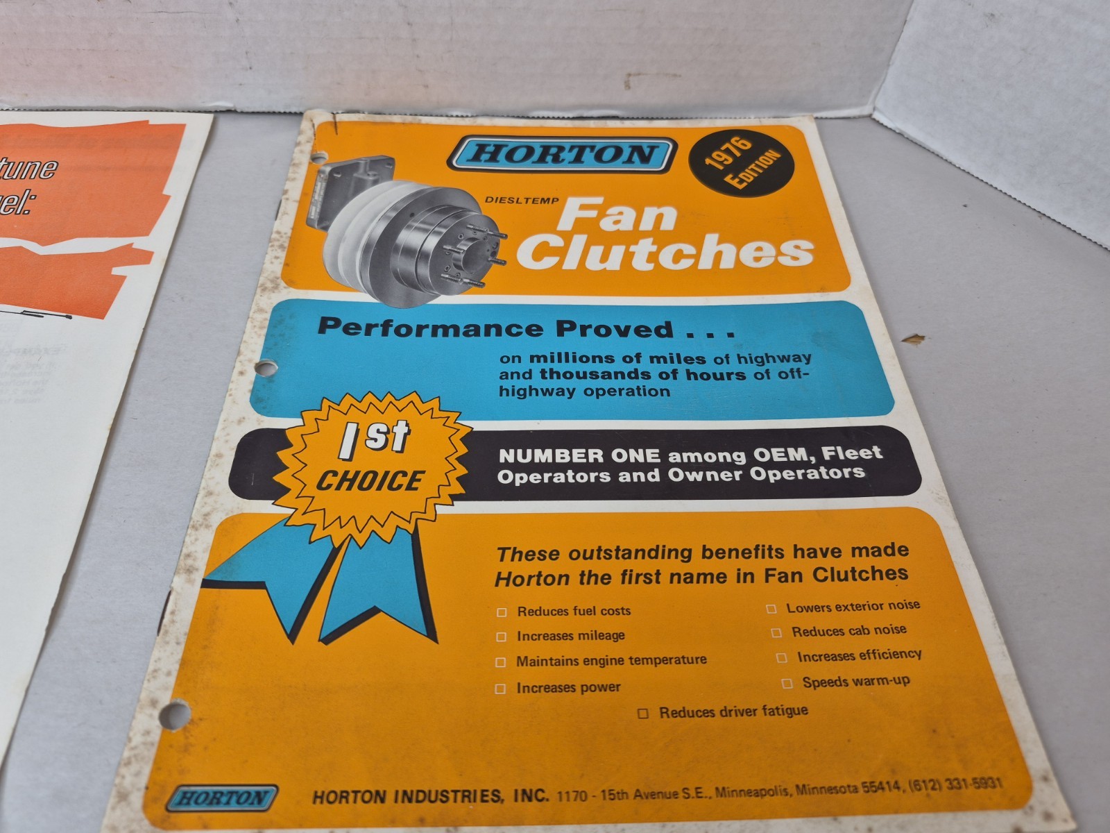 Horton Industries Inc. Minneapolis Minnesota Brochure Fan Clutch Diesel Chart