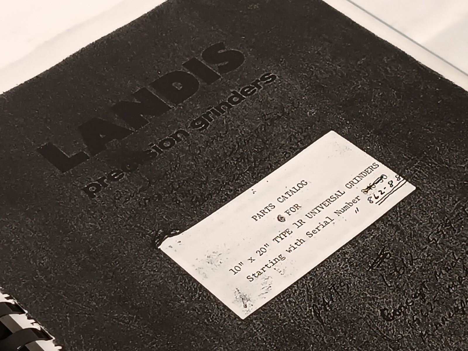 Landis Tool 10″x20″ Type 1R Universal Grinder Machine Parts Catalog, as shown