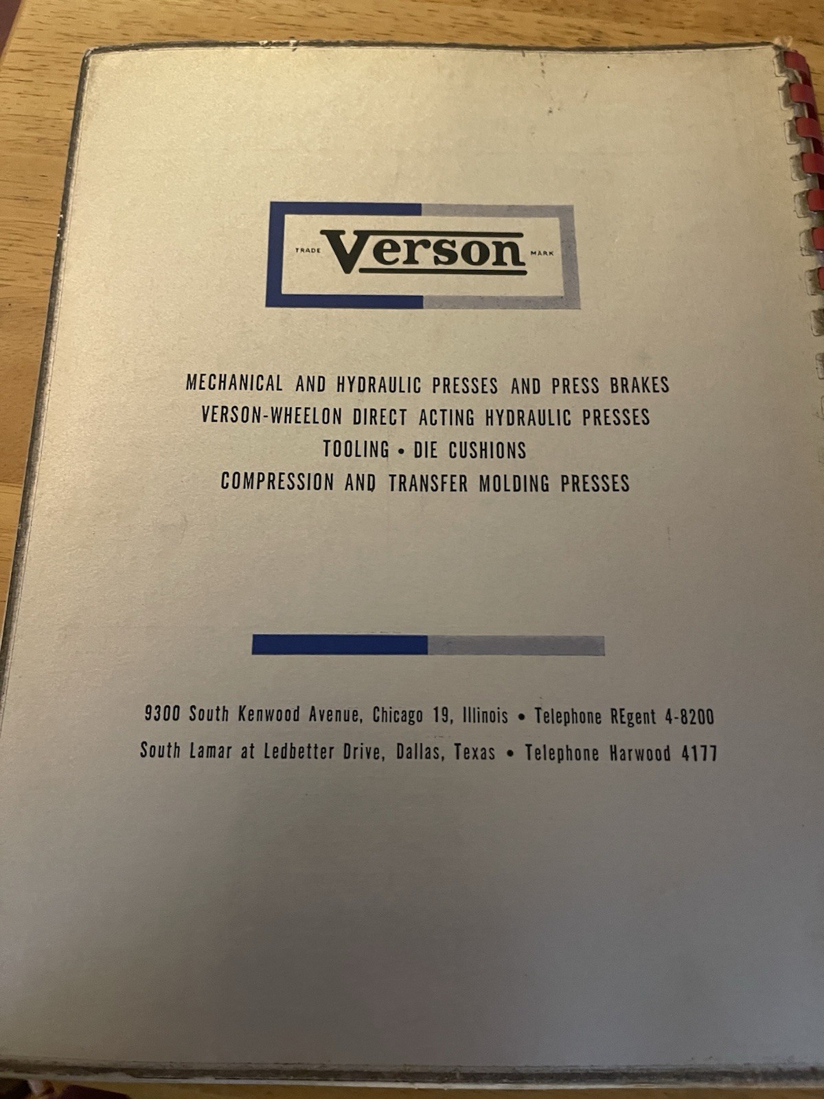 Verson Die Manual for Press brake dies, punching attachments and press brakes
