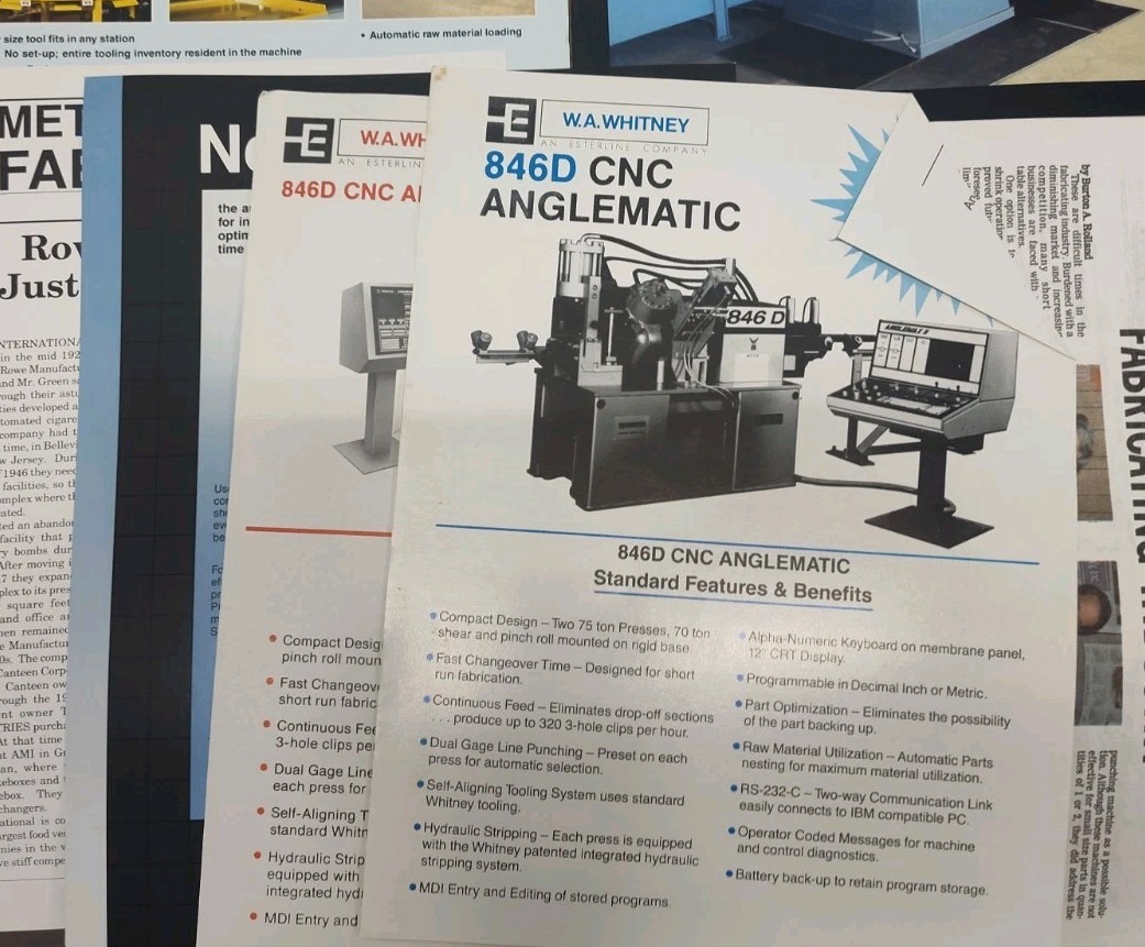 W.A. Whitney Co. CNC Metal Fabrication Machine Brochures Catalogs Metalworking