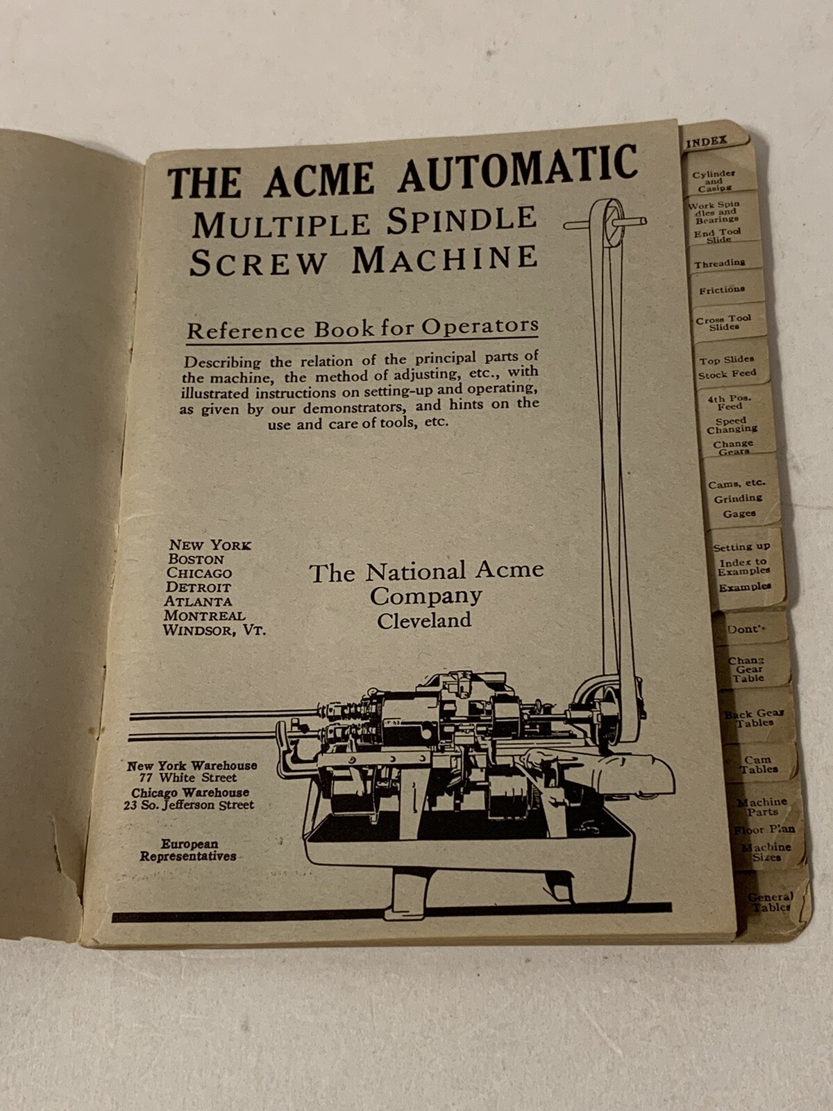 RARE 1917 Acme Automatic Multiple Spindle Screw Machine Reference Book