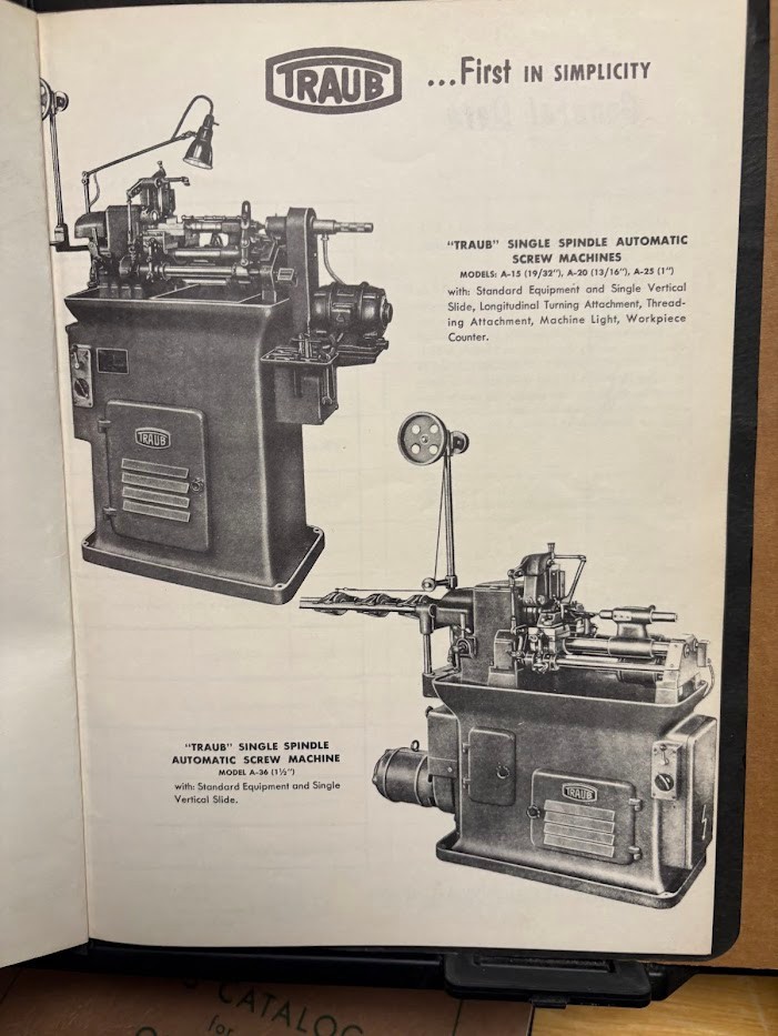 Vtg Traub Works Catalog 1950s? Screw Machines Attachments Tools Lathe A-15 A-36