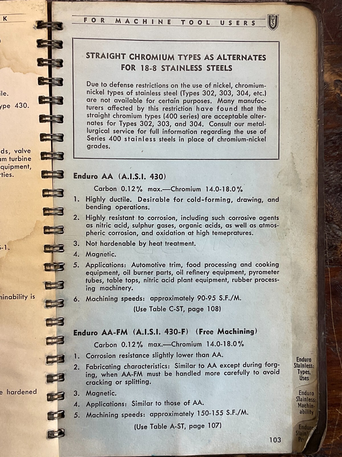 1951 Steel Handbook for Machine Tool Users-by Republic Steel-Leatherbound