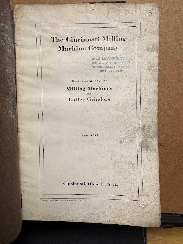 Vtg Cincinnati Milling Machine Co Catalog 1911 Cutter Grinders Tools Millers