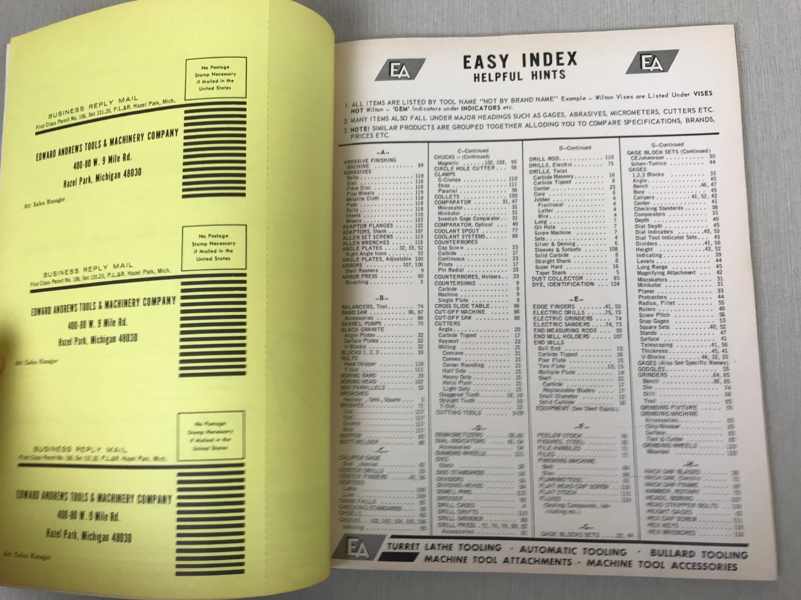 1967 Edward Andrews Tools and Machinery Catalog, Vintage