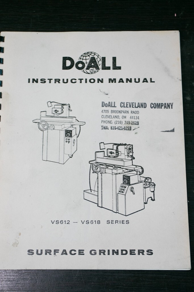 Doall VS-612 VS-618 Surface Grinder Operations Manual Pages 34