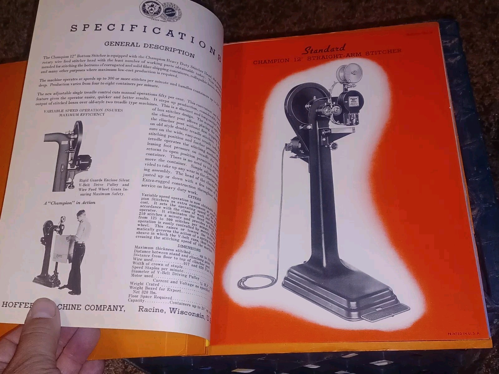 1946 CHAMPION WIRE STITCHERS HIGH PRODUCTION MACHINES FLYER LOT CATALOG BOOK VTG