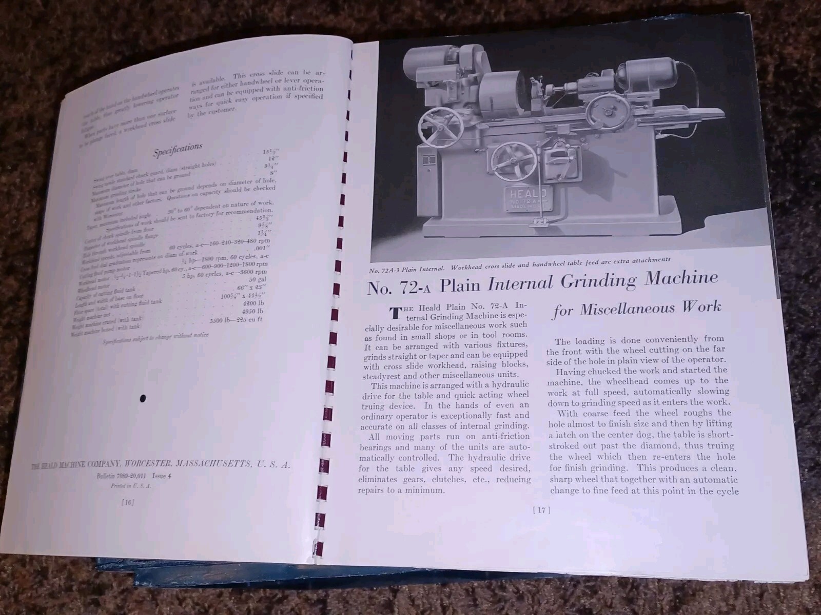 HEALD COMPANY Precision GRINDING BORING Borizing MACHINES CATALOG BOOK Issue 13
