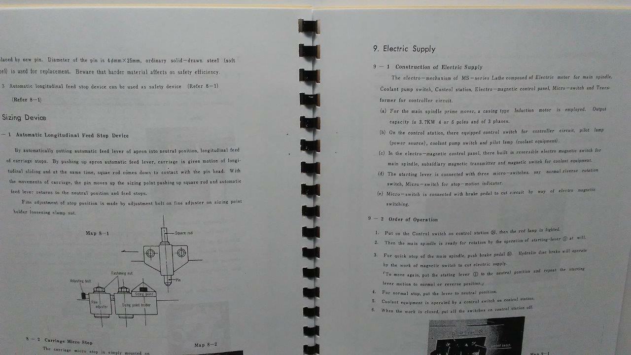 Mori Seiki MS-850, MS-1050 & MS-1250 Lathe Instruction Manual