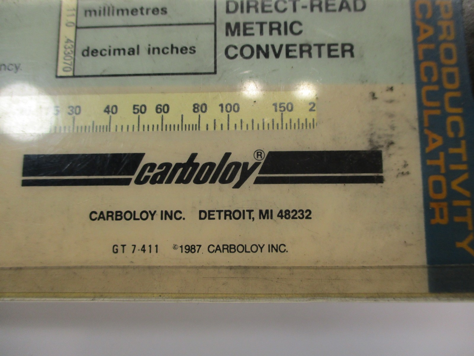 CARBOLOY Speed & Feed MACHINING Slide Calculator Metric Converter 1987 in VGC