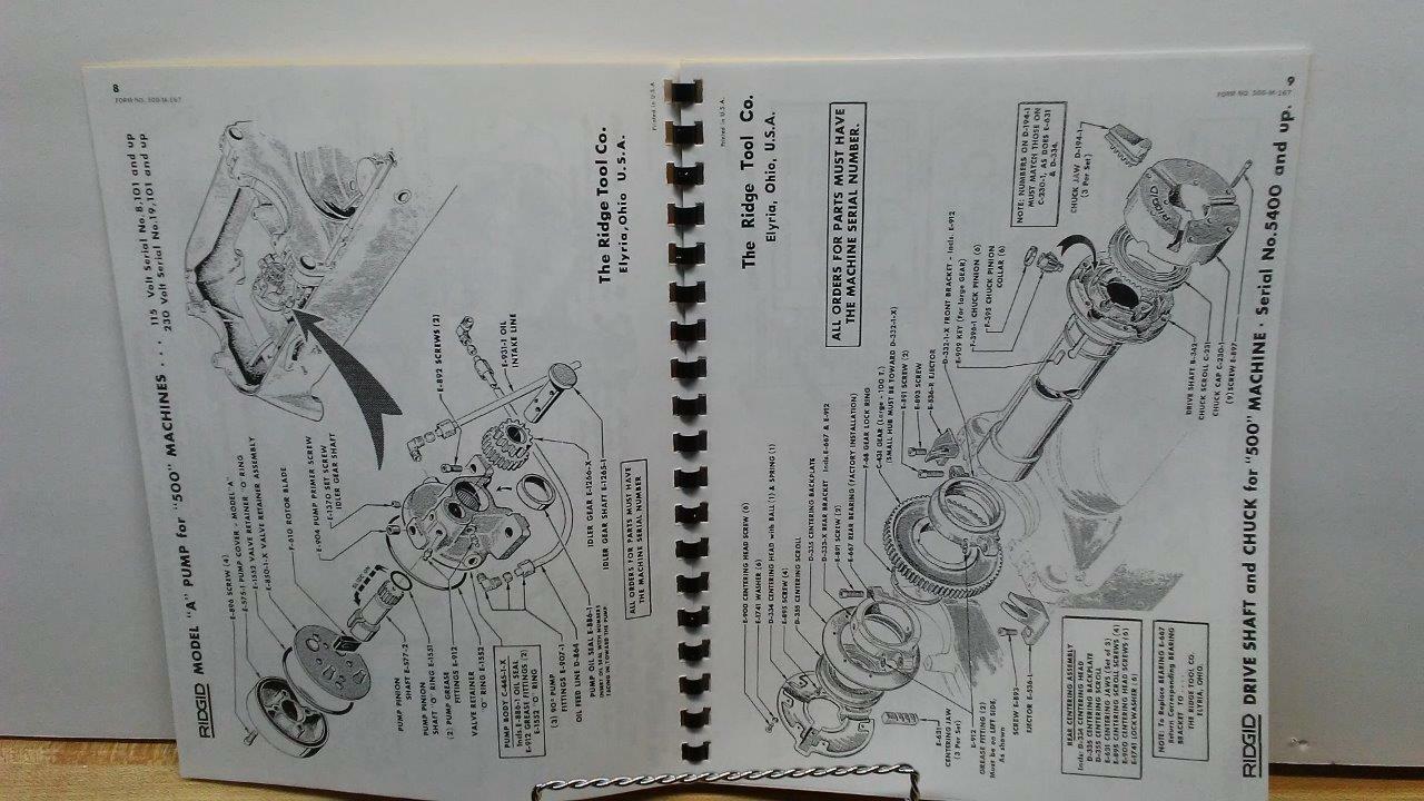 Ridgid 500 Pipe & Bolt Threading Machine Operator’s & Parts Manual