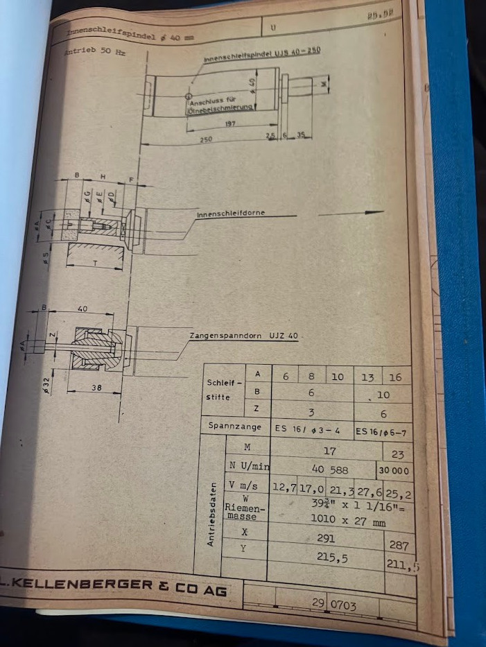 Original Kellenberger Instruction Manual 600U Grinder Operator Maintenance c1980