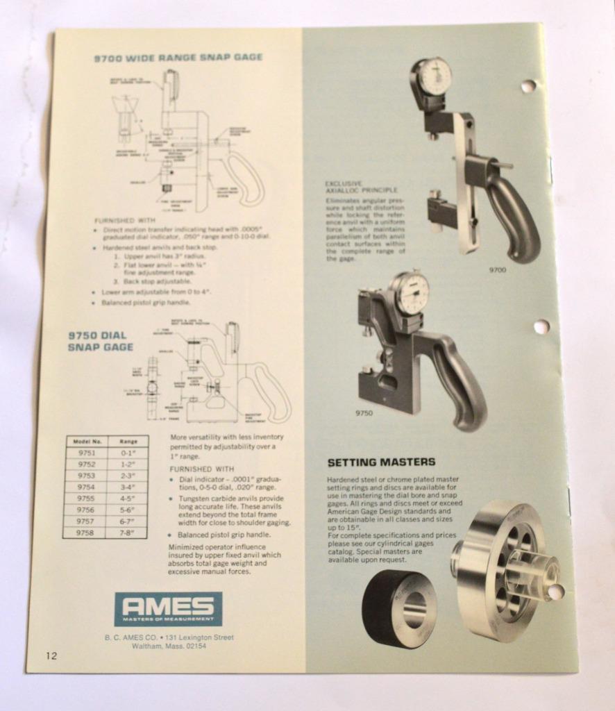 AMES 70DC DIAL COMPARATORS AND GAGES BROCHURE