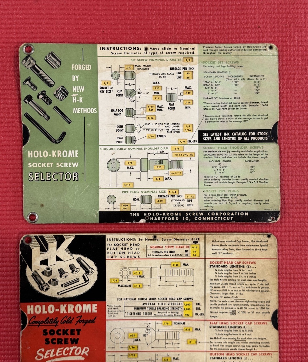 Vintage Holo-Krome Socket Screw Selector manual Lot Of 2 Made In USA -Rare