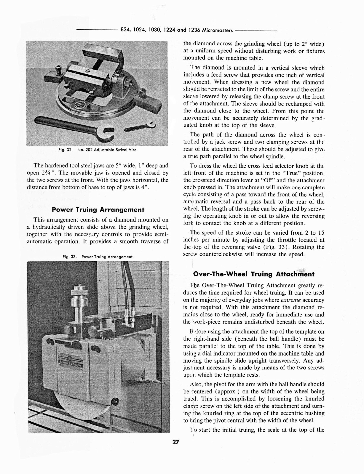 Brown & Sharpe Micromaster Surface Grinder Operation & Maintenance Manual #1803
