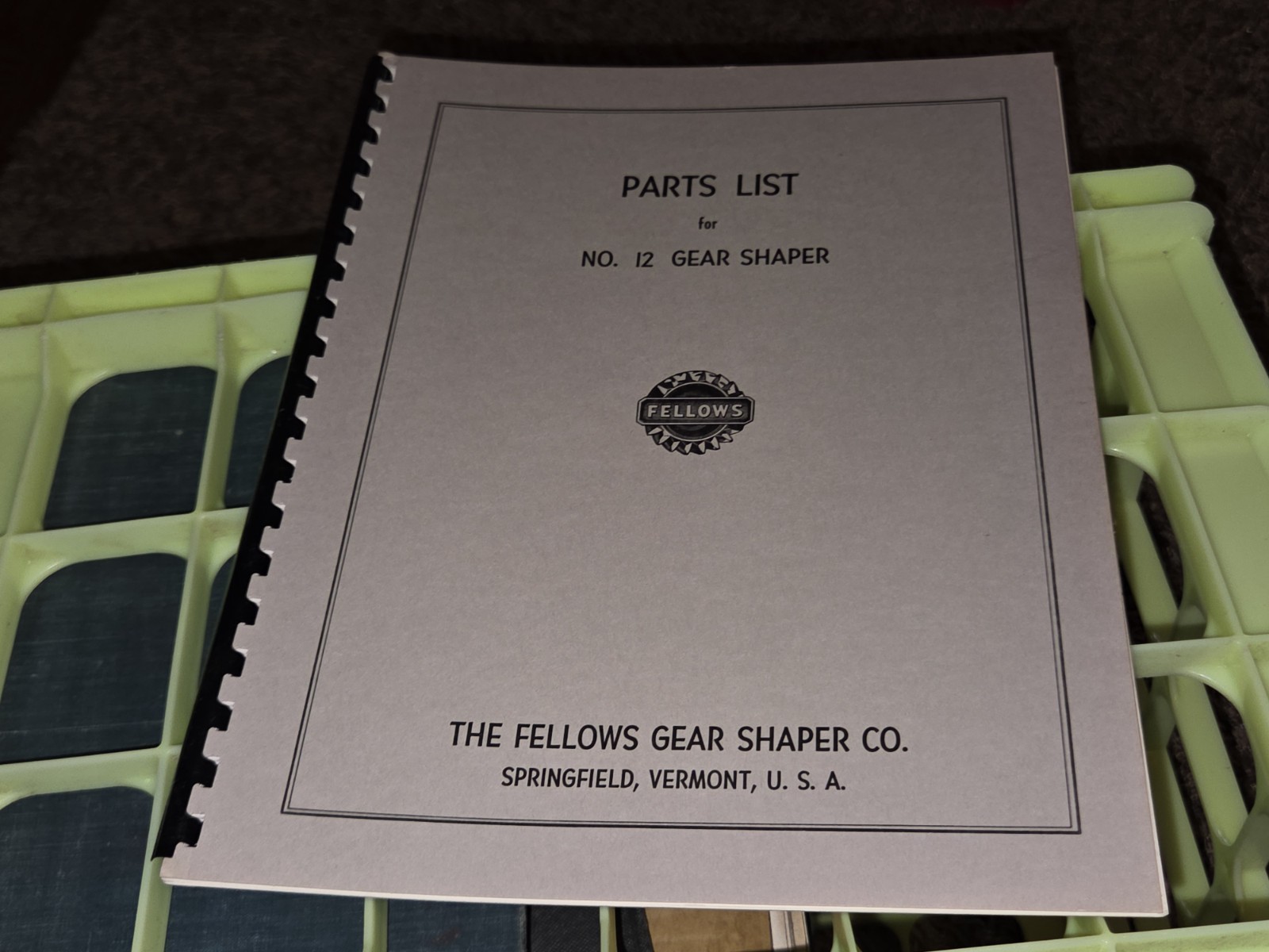 FELLOWS GEAR SHAPER CO SERVICE PARTS LIST MANUAL CATALOG #12 Book MACHINIST TOOL