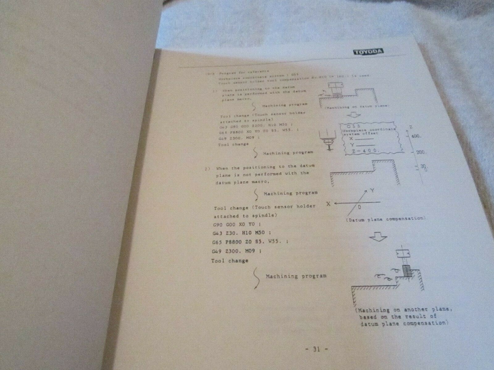 TOYODA 11-15M Control Touch Sensor Machining Center Operation Instruction Manual