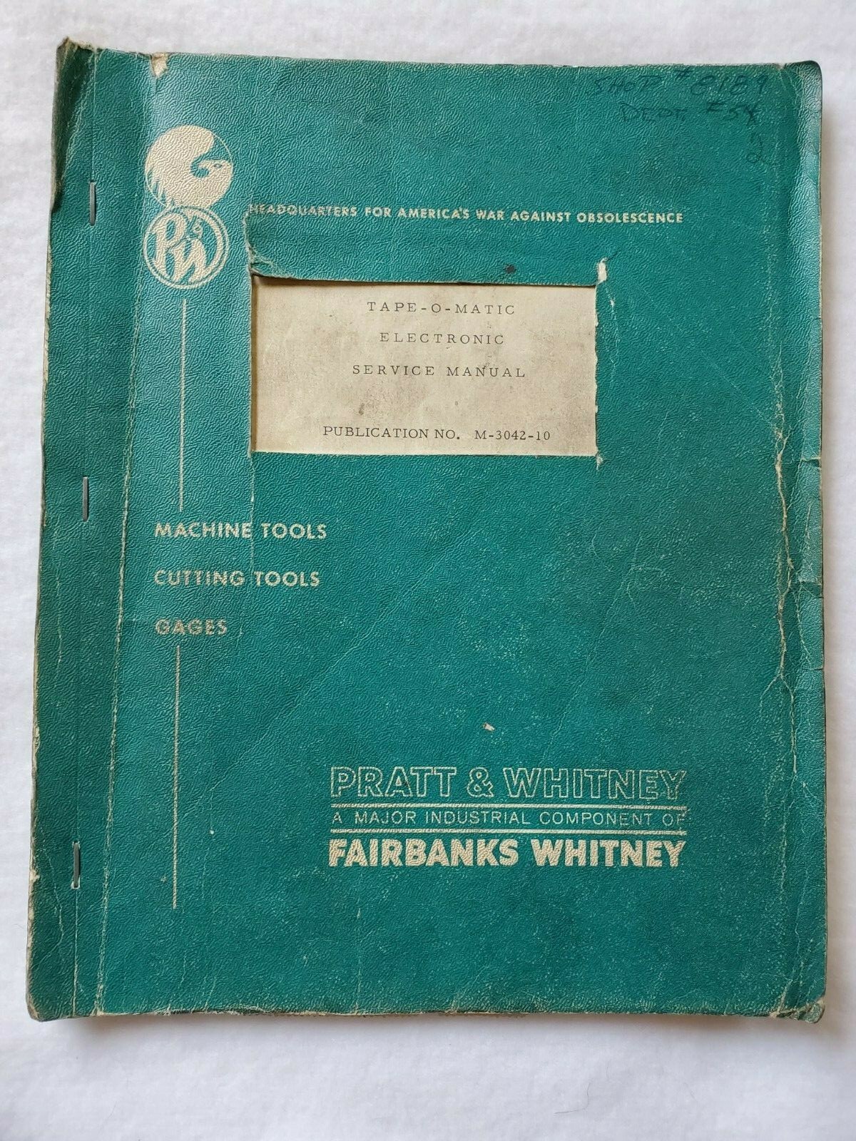 Pratt & Whitney Tape-O-Matic Electronic Service Manual M-3042-10 OEM