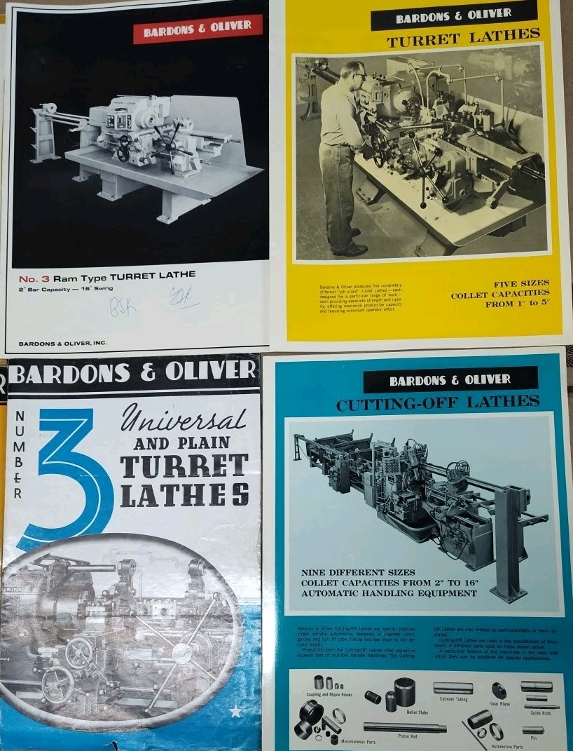 Milling Machinery & Tools Bardons & Oliver Inc Lathes 6 Brochure Lot W Catalog