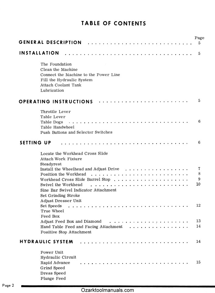 Heald 273A Universal Internal ID Grinder Operation, Service Parts Manual 1374