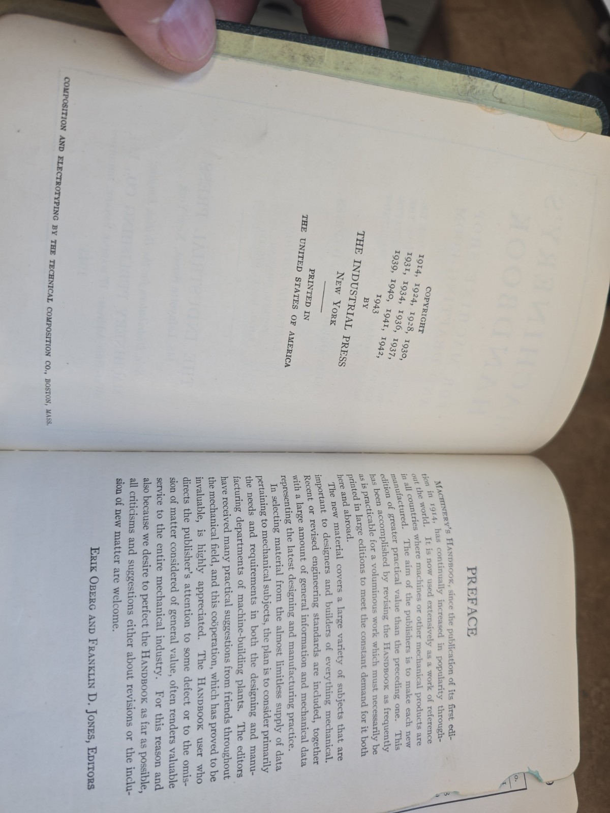 1943 “Machinery’s Handbook” (11th Edition, 4th Printing) – Nice condition